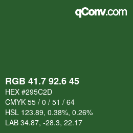 カラーコード: RGB 41.7 92.6 45 | qconv.com