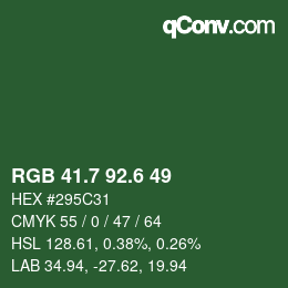 カラーコード: RGB 41.7 92.6 49 | qconv.com