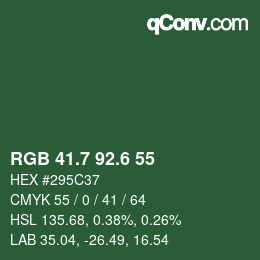 カラーコード: RGB 41.7 92.6 55 | qconv.com
