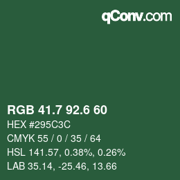 カラーコード: RGB 41.7 92.6 60 | qconv.com