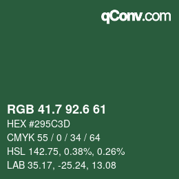 カラーコード: RGB 41.7 92.6 61 | qconv.com