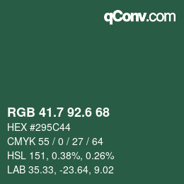 カラーコード: RGB 41.7 92.6 68 | qconv.com