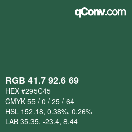 カラーコード: RGB 41.7 92.6 69 | qconv.com