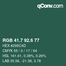 カラーコード: RGB 41.7 92.6 77 | qconv.com