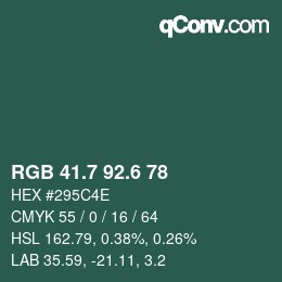 カラーコード: RGB 41.7 92.6 78 | qconv.com