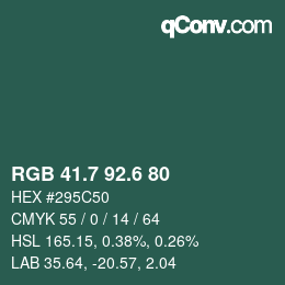 カラーコード: RGB 41.7 92.6 80 | qconv.com