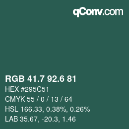 カラーコード: RGB 41.7 92.6 81 | qconv.com
