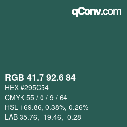 カラーコード: RGB 41.7 92.6 84 | qconv.com