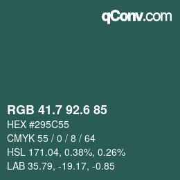 カラーコード: RGB 41.7 92.6 85 | qconv.com