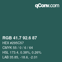カラーコード: RGB 41.7 92.6 87 | qconv.com