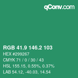 カラーコード: RGB 41.9 146.2 103 | qconv.com