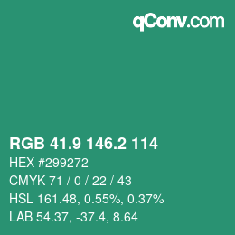 カラーコード: RGB 41.9 146.2 114 | qconv.com