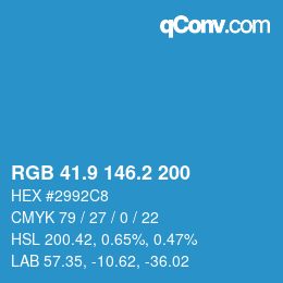 カラーコード: RGB 41.9 146.2 200 | qconv.com