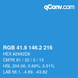 Color code: RGB 41.9 146.2 216 | qconv.com