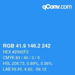 Color code: RGB 41.9 146.2 242 | qconv.com