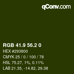 Color code: RGB 41.9 56.2 0 | qconv.com