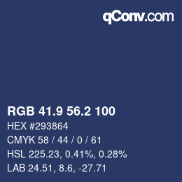 Color code: RGB 41.9 56.2 100 | qconv.com