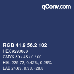 Color code: RGB 41.9 56.2 102 | qconv.com