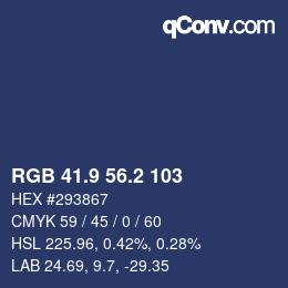 Color code: RGB 41.9 56.2 103 | qconv.com