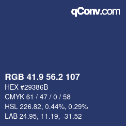 カラーコード: RGB 41.9 56.2 107 | qconv.com