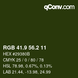 Farbcode: RGB 41.9 56.2 11 | qconv.com