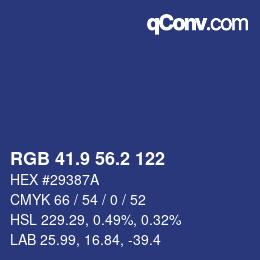 Color code: RGB 41.9 56.2 122 | qconv.com
