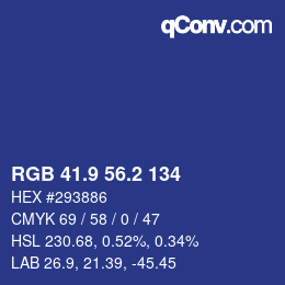 Color code: RGB 41.9 56.2 134 | qconv.com