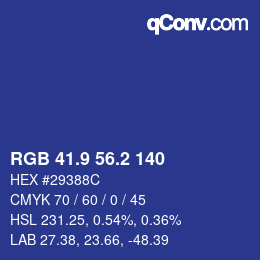 カラーコード: RGB 41.9 56.2 140 | qconv.com