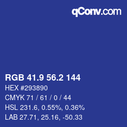 カラーコード: RGB 41.9 56.2 144 | qconv.com