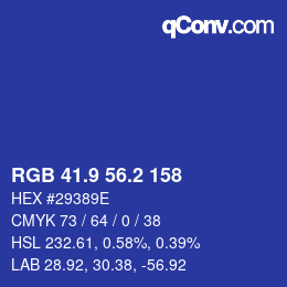 カラーコード: RGB 41.9 56.2 158 | qconv.com