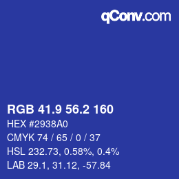 カラーコード: RGB 41.9 56.2 160 | qconv.com