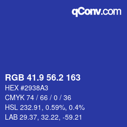 カラーコード: RGB 41.9 56.2 163 | qconv.com