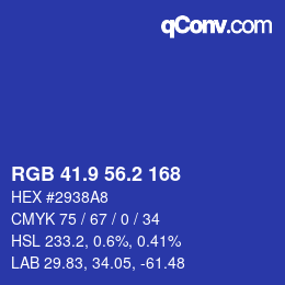 カラーコード: RGB 41.9 56.2 168 | qconv.com