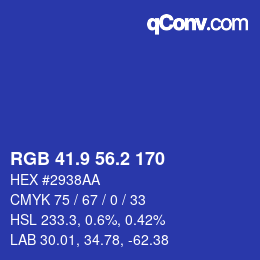 カラーコード: RGB 41.9 56.2 170 | qconv.com