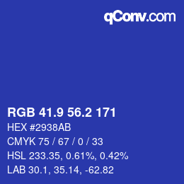 カラーコード: RGB 41.9 56.2 171 | qconv.com