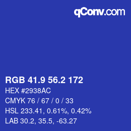 カラーコード: RGB 41.9 56.2 172 | qconv.com