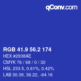 カラーコード: RGB 41.9 56.2 174 | qconv.com