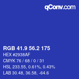 カラーコード: RGB 41.9 56.2 175 | qconv.com