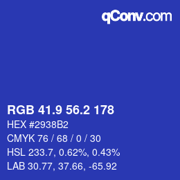 カラーコード: RGB 41.9 56.2 178 | qconv.com