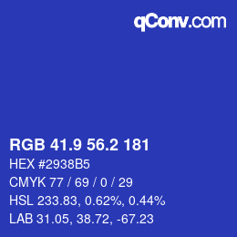 カラーコード: RGB 41.9 56.2 181 | qconv.com