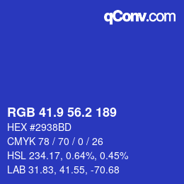 カラーコード: RGB 41.9 56.2 189 | qconv.com