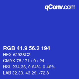 カラーコード: RGB 41.9 56.2 194 | qconv.com