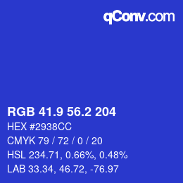 カラーコード: RGB 41.9 56.2 204 | qconv.com