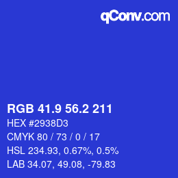 カラーコード: RGB 41.9 56.2 211 | qconv.com