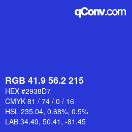 カラーコード: RGB 41.9 56.2 215 | qconv.com
