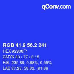 カラーコード: RGB 41.9 56.2 241 | qconv.com