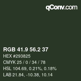 カラーコード: RGB 41.9 56.2 37 | qconv.com