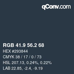 Color code: RGB 41.9 56.2 68 | qconv.com