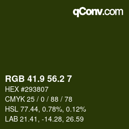 Color code: RGB 41.9 56.2 7 | qconv.com