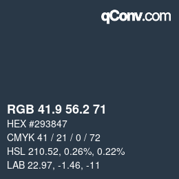 Color code: RGB 41.9 56.2 71 | qconv.com